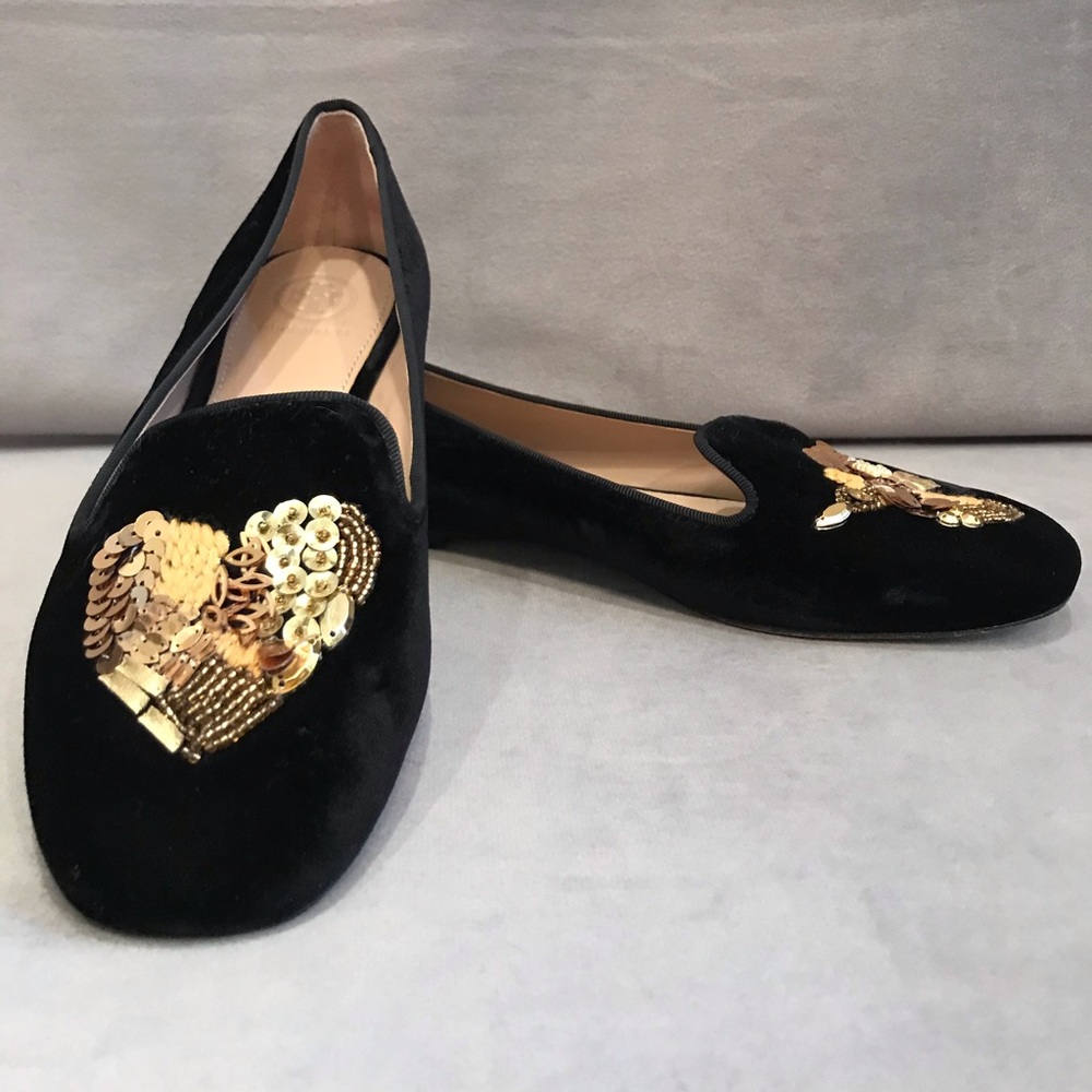 Tory Burch Embellished Peace Smoking Shoes